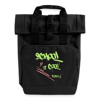 School is cool, Einschulung - Rolltop Rucksack mit zwei Griffen - Schwarz - Vorne