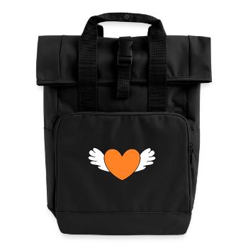 Coeur orange avec des ailes orange - Sac à dos Roll Top à deux anses - noir - Devant
