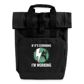 Lineman Storm Work Brave Dedicated Hero - Roll Top Backpack with Two Handles - black - Front
