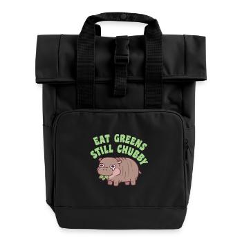 Hippopotame triste manger des légumes verts encore potelé Drôle de régime - Sac à dos Roll Top à deux anses - noir - Devant