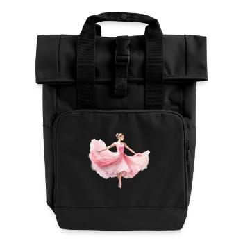 Elegant ballerina in rosé tutu - Roll Top Backpack with Two Handles - black - Front