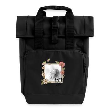 Floral Frame Portrait Enjoy Life - Rolltop Rucksack mit zwei Griffen - Schwarz - Vorne