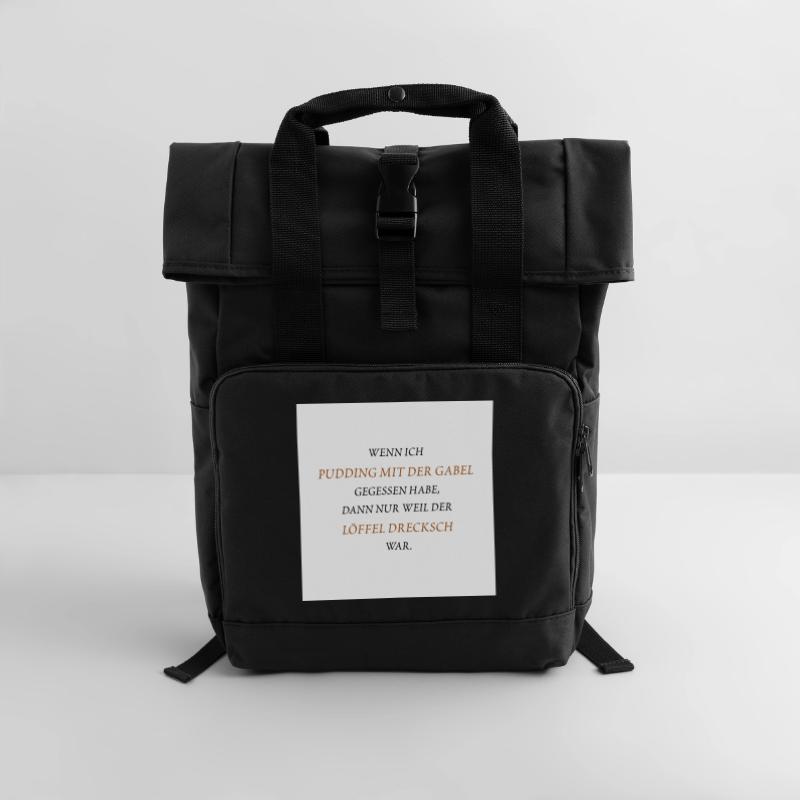 Pudding with a fork Roll Top Backpack with Two Handles