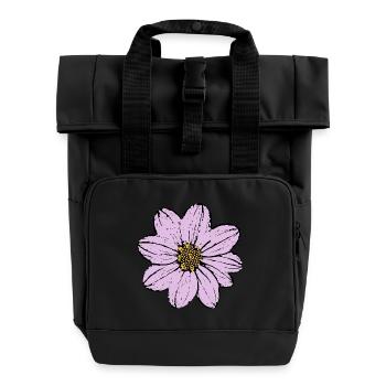 Blume Blüte pastell violett flieder - Rolltop Rucksack mit zwei Griffen - Schwarz - Vorne