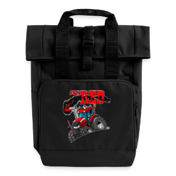nur RED weißer Rand - Rolltop Rucksack mit zwei Griffen - Schwarz - Vorne