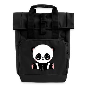 panda bear baer baby bamboo bambus64 - Rolltop Rucksack mit zwei Griffen - Schwarz - Vorne