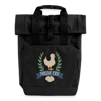 Frische Eier - Rolltop Rucksack mit zwei Griffen - Schwarz - Vorne