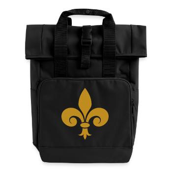 Fleur de lis - Roll Top Backpack with Two Handles - black - Front