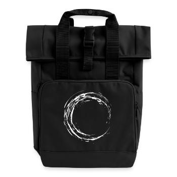 Circle Brush Modern cool vector white - Roll Top Backpack with Two Handles - black - Front