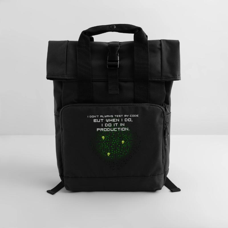 test code nerd joke spruch pc programmer geek i Roll Top Backpack with Two Handles