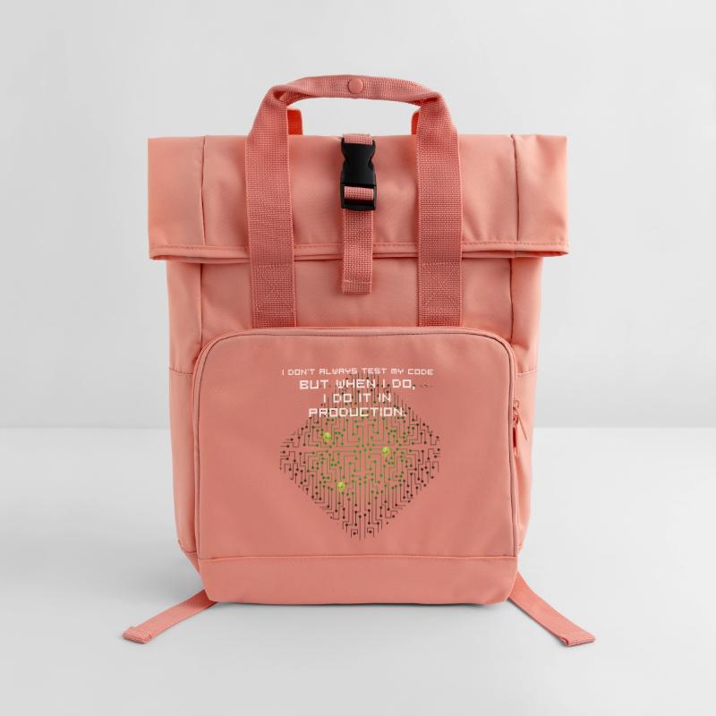 test code nerd joke spruch pc programmer geek i Roll Top Backpack with Two Handles