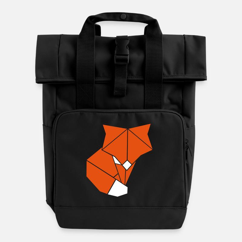Origami Fox - Rolltop Rucksack mit zwei Griffen - Schwarz