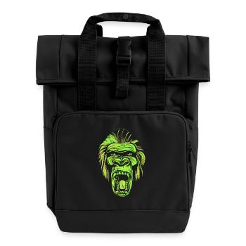 Tête de gorille hurlante dans le style néon - Sac à dos Roll Top à deux anses - noir - Devant