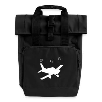 plane - Roll Top Backpack with Two Handles - black - Front
