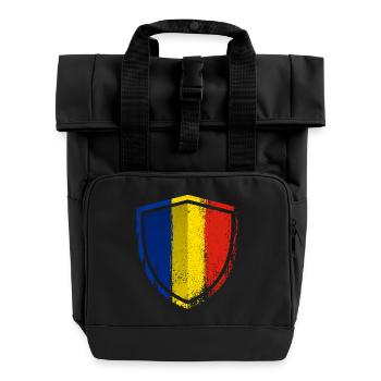 Beschädigtes blaues Gelbes Rotes Schild - Rolltop Rucksack mit zwei Griffen - Schwarz - Vorne