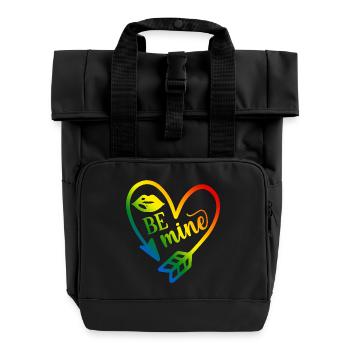 Valentinstag T-Shirt be mine Valentinstag - Rolltop Rucksack mit zwei Griffen - Schwarz - Vorne