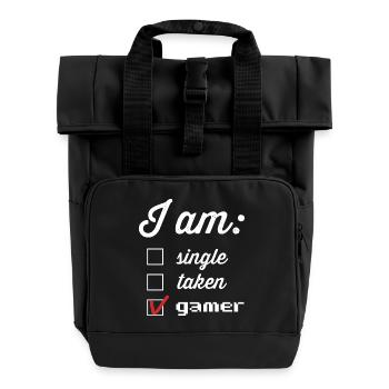 Player status: single taken gamer - Roll Top Backpack with Two Handles - black - Front