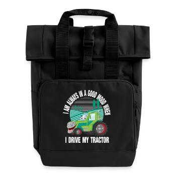 I drive my tractor - Roll Top Backpack with Two Handles - black - Front