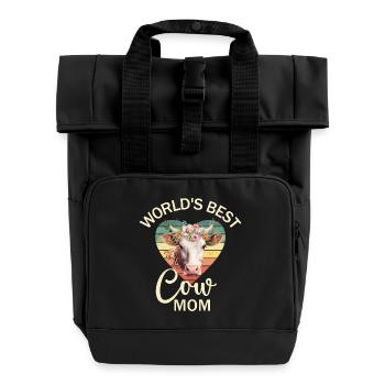 Cow cows - Roll Top Backpack with Two Handles - black - Front