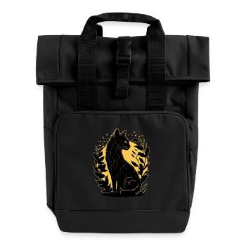 Katzen-Silhouette - Rolltop Rucksack mit zwei Griffen - Schwarz - Vorne