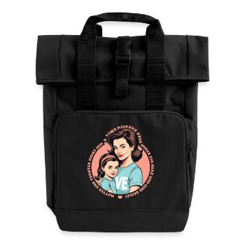 Mutter und Tochter - Rolltop Rucksack mit zwei Griffen - Schwarz - Vorne