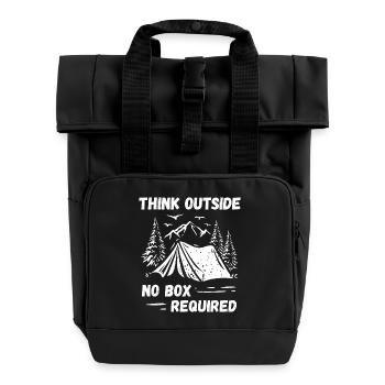 Camping, Hiking, Forest - Think Outside - Roll Top Backpack with Two Handles - black - Front