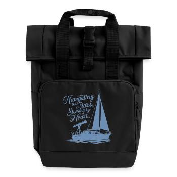 Voile, Voilier, Étoiles, Télescope - Sac à dos Roll Top à deux anses - noir - Devant