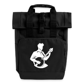 Banjo Player Drawing - Roll Top Backpack with Two Handles - black - Front