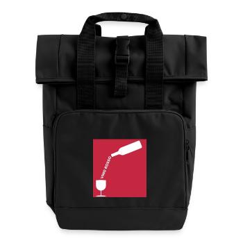 Italian red wine, lover - Roll Top Backpack with Two Handles - black - Front