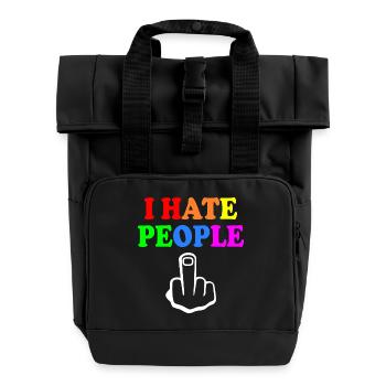 I hate people - Rolltop Rucksack mit zwei Griffen - Schwarz - Vorne