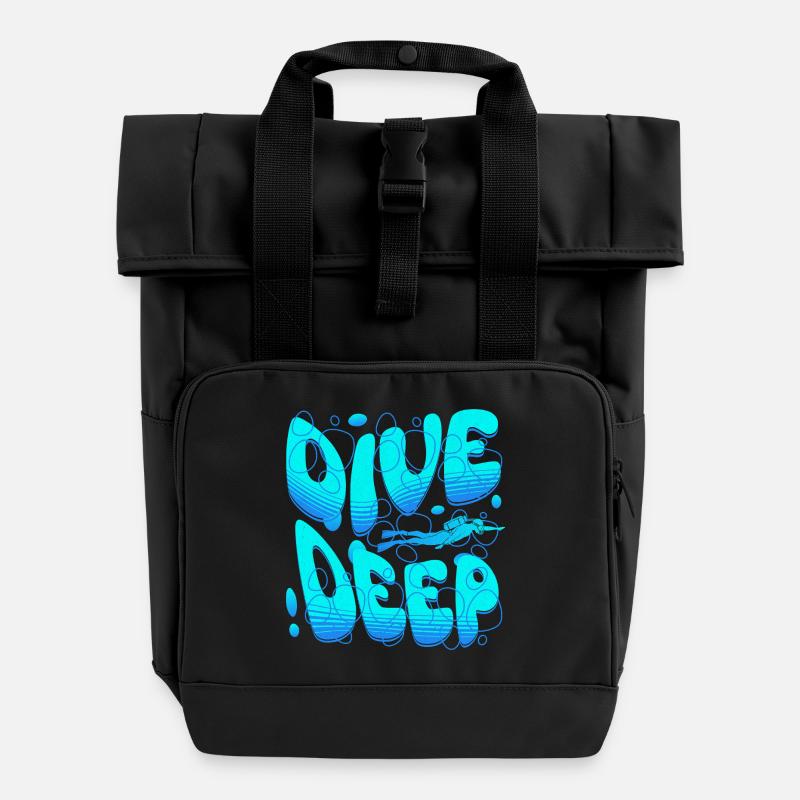 Dive Deep Tauche ein in die Unterwasserwelt - Rolltop Rucksack mit zwei Griffen - Schwarz
