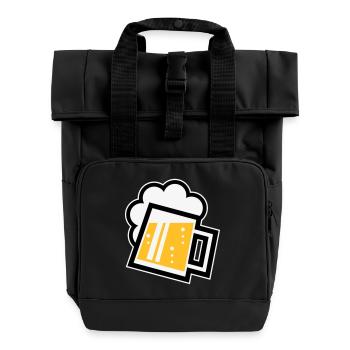 Bavarian Beer Mug (German Glass / R / / / 3C) - Roll Top Backpack with Two Handles - black - Front