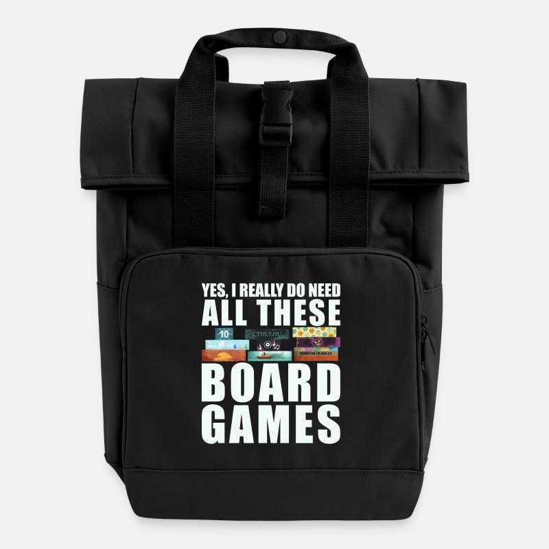Brettspiele lustiger Spruch - Rolltop Rucksack mit zwei Griffen - Schwarz