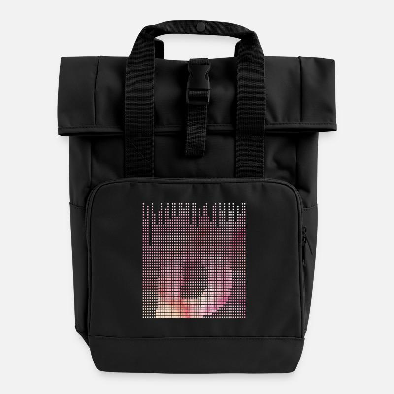 Letter D, name, the letter D - Roll Top Backpack with Two Handles - black