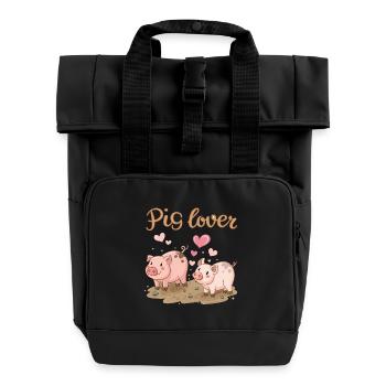 Verliebte Schweine in Aquarell - Rolltop Rucksack mit zwei Griffen - Schwarz - Vorne