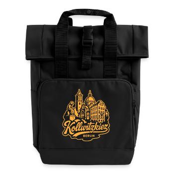 Kollwitzkiez Berlin Skyline Vintage Lettering  - Rolltop Rucksack mit zwei Griffen - Schwarz - Vorne