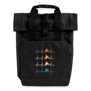 Dirt Bike Rider Motocross Heartbeat Dirt Biking - Roll Top Backpack with Two Handles - black - Front