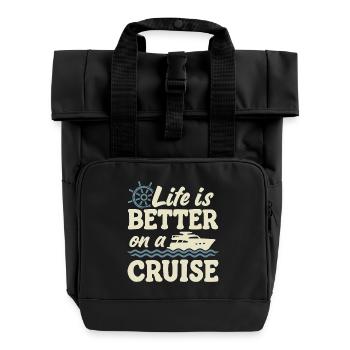 Kreuzfahrtschiff Sommerurlaub - Rolltop Rucksack mit zwei Griffen - Schwarz - Vorne