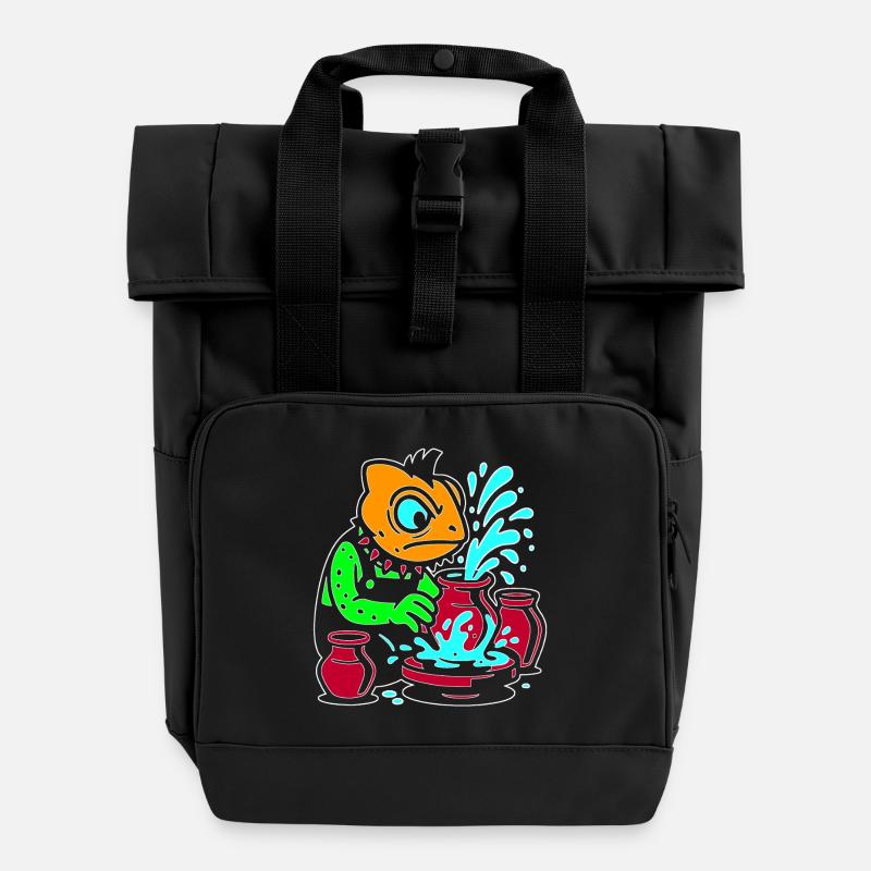 Maître Artisan Caméléon - Sac à dos Roll Top à deux anses - noir