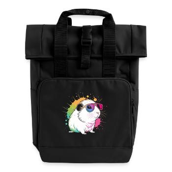 Hamster Pop Art Lunettes Colorées - Sac à dos Roll Top à deux anses - noir - Devant