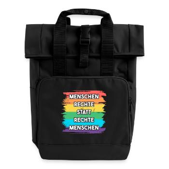 Menschenrechte statt rechte Menschen LGBT Vielfalt - Rolltop Rucksack mit zwei Griffen - Schwarz - Vorne
