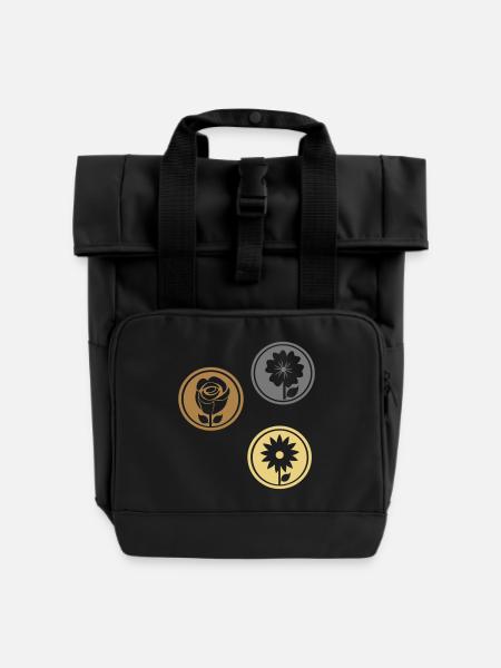 Ornamente Blumen - Rolltop Rucksack mit zwei Griffen - Schwarz