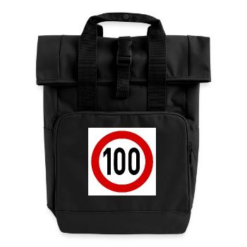 Speed limit 100 - Roll Top Backpack with Two Handles - black - Front