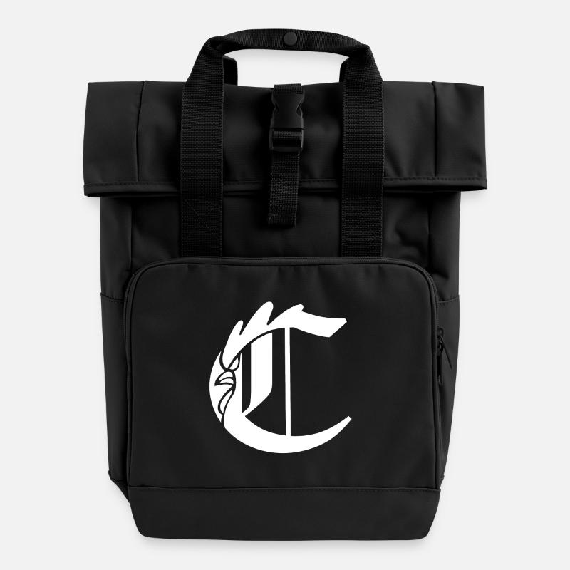 C Monogramm - Rolltop Rucksack mit zwei Griffen - Schwarz