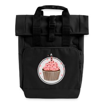 Muffin mit Kerze - Rolltop Rucksack mit zwei Griffen - Schwarz - Vorne