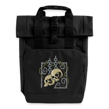 Schädel in Ketten - Rolltop Rucksack mit zwei Griffen - Schwarz - Vorne