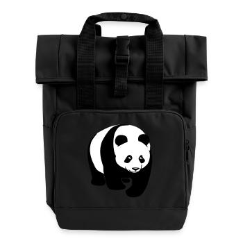 panda bär bear - Rolltop Rucksack mit zwei Griffen - Schwarz - Vorne