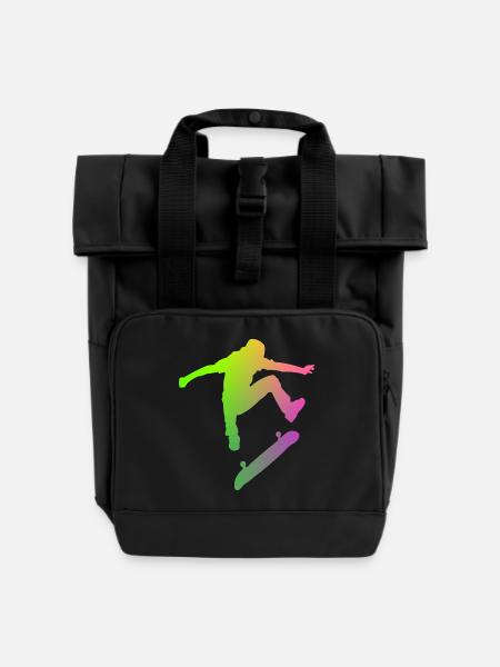 Skater - Rolltop Rucksack mit zwei Griffen - Schwarz