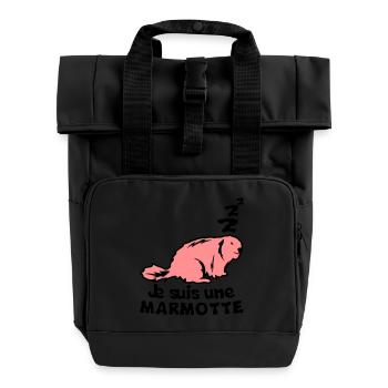 I'm an animal marmot term - Roll Top Backpack with Two Handles - black - Front
