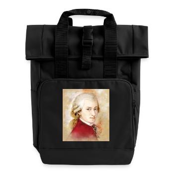 Wolfgang Amadeus Mozart in watercolor style - Roll Top Backpack with Two Handles - black - Front